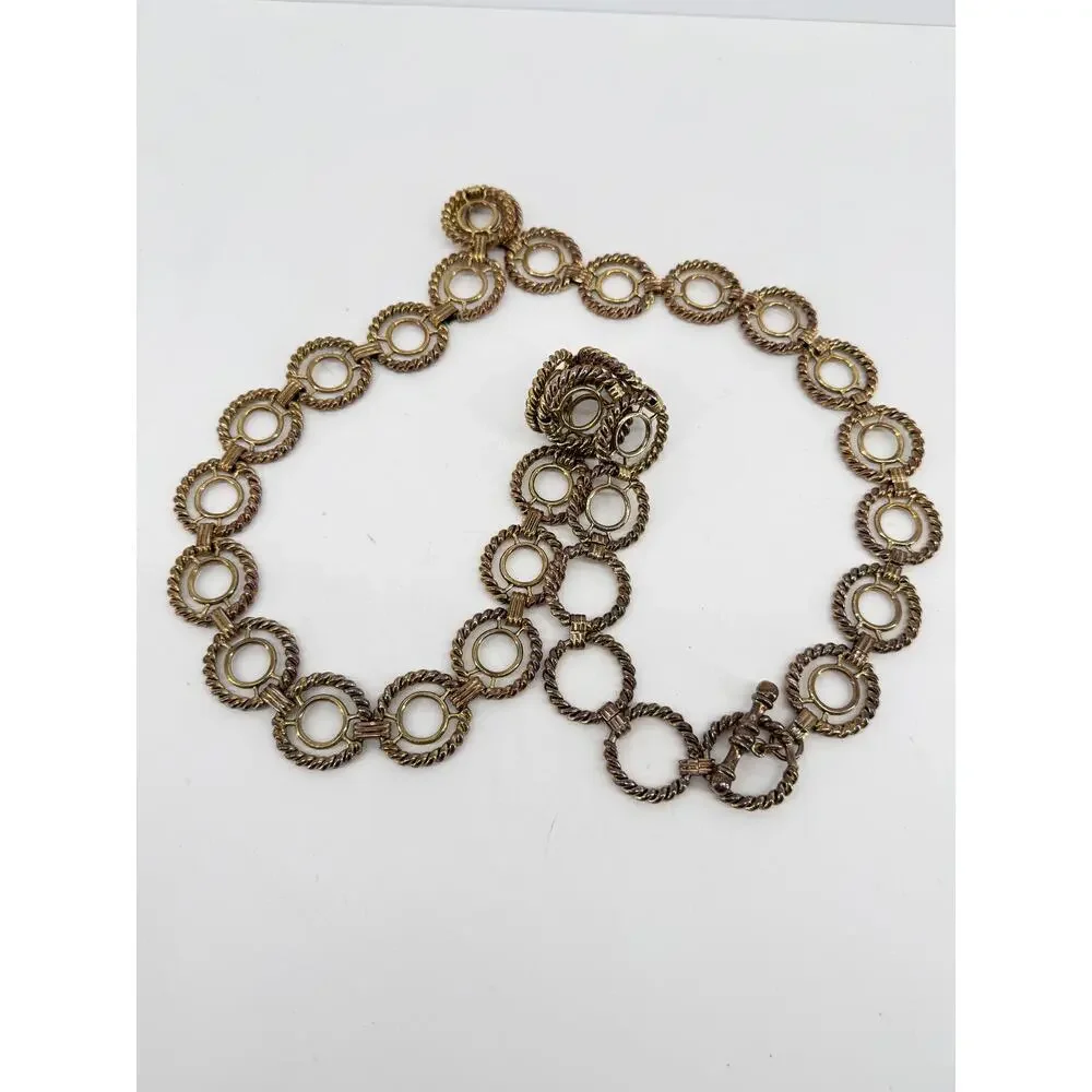 Gold Tone Circle Link Chain Belt Adjustable Boho Statement Waist Belt 41 Inch